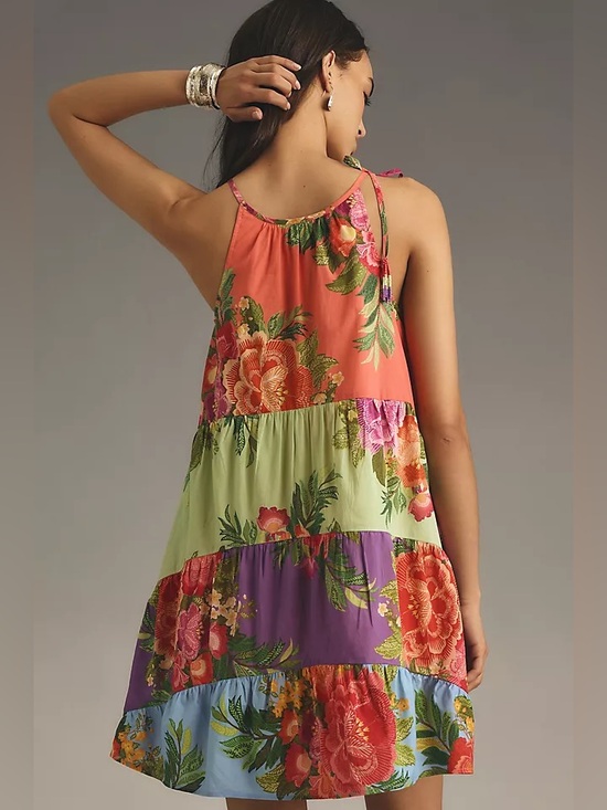 FARM Rio Dresses & Skirts - FARM Rio Halter Floral Tiered Mini Dress EUC Size CL